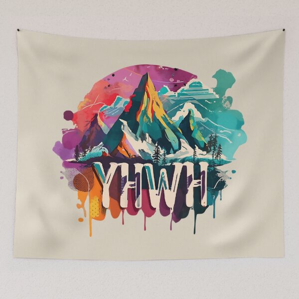 Item preview, YHWH - Mountain of God - Vibrant Art Christian Hebrew designed and sold by Chez-Creations.