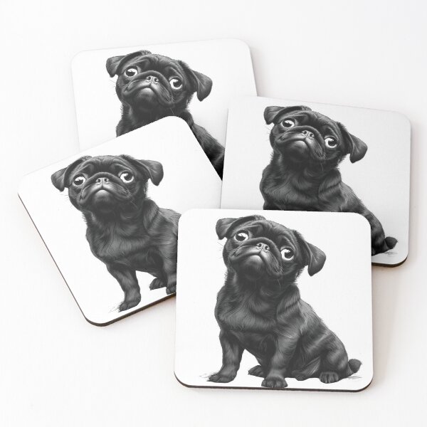 Item preview, Black and White Puppy Pug giving Puppy Eyes designed and sold by KazzasKorner.
