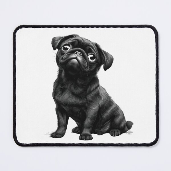 Item preview, Black and White Puppy Pug giving Puppy Eyes designed and sold by KazzasKorner.