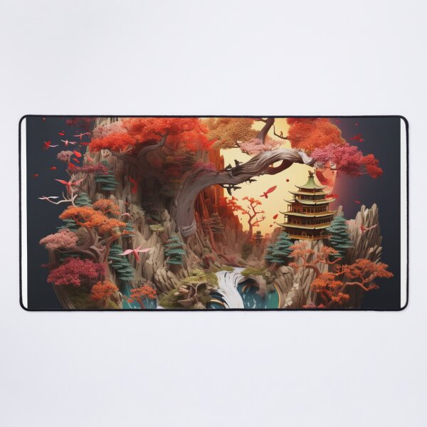 Item preview, Ancient Asian Landscape In Origami Art designed and sold by NDMDesignStudio.