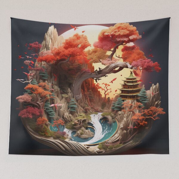 Item preview, Ancient Asian Landscape In Origami Art designed and sold by NDMDesignStudio.
