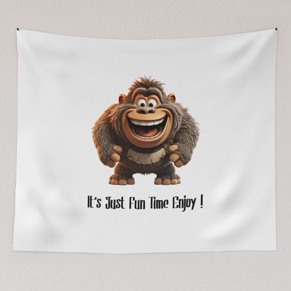 Item preview, It's Just Fun Time Enjoy ! Gorilla Standing With Smiley Face designed and sold by Mohammed Sohail Khan.