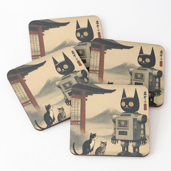 Item preview, Cat + Robot (3 of a kind) designed and sold by BoxcarDesigns.