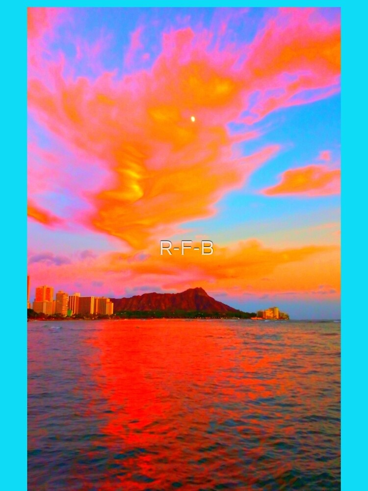 Aperçu 5 sur 5. Robe trapèze avec l'œuvre Sunset moon over Diamond Head créée et vendue par R-F-B.