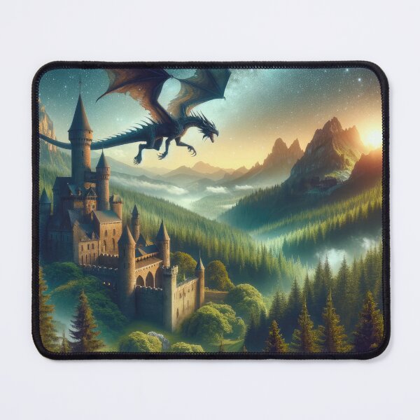 Item preview, Mystical Dragon's Flight over Ancient Castle designed and sold by SunkenCost.