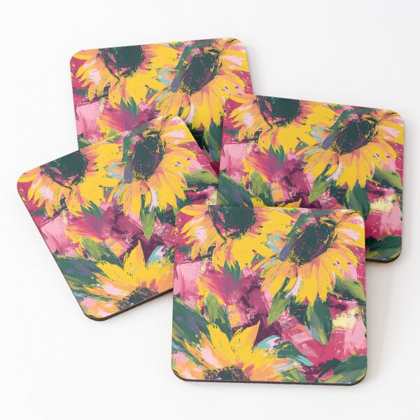 Item preview, Abstract Sunflower Brushwork Canvas designed and sold by inkArtistryfine.