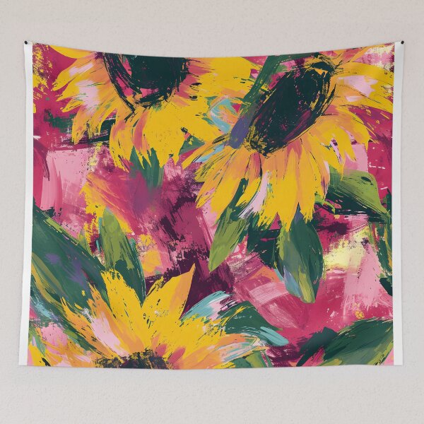 Item preview, Abstract Sunflower Brushwork Canvas designed and sold by inkArtistryfine.
