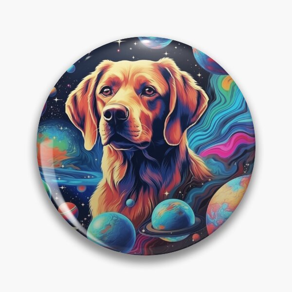 Item preview, Golden Retriever in Space with Planets designed and sold by KazzasKorner.