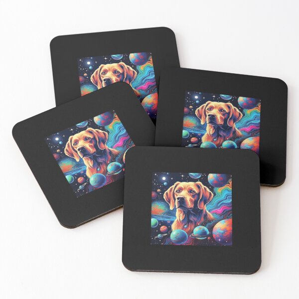 Item preview, Golden Retriever in Space with Planets designed and sold by KazzasKorner.