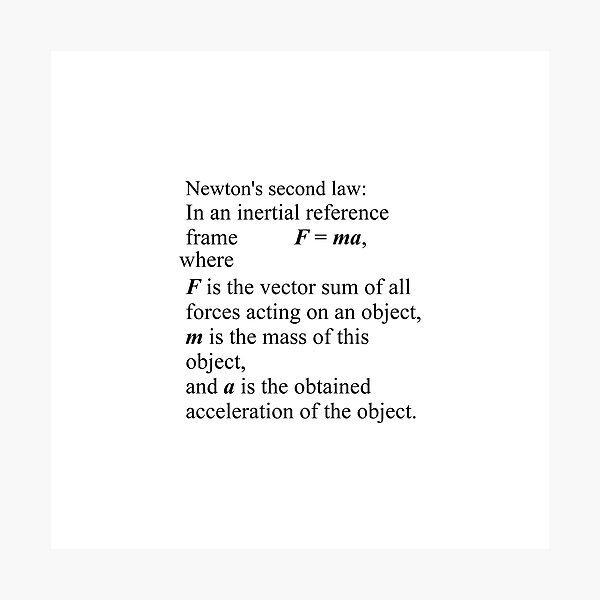 Newton's second law: In an inertial reference frame F = ma Photographic Print