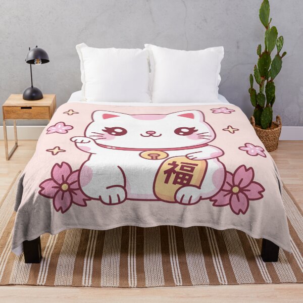 Item preview, Cute Maneki Neko Japan Good Luck Cat And Flowers designed and sold by rustydoodle.
