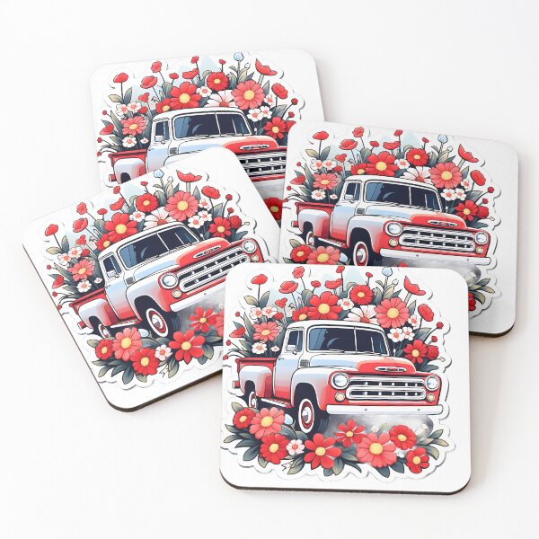 Item preview, Red Truck flower power designed and sold by Cardsurveyors.