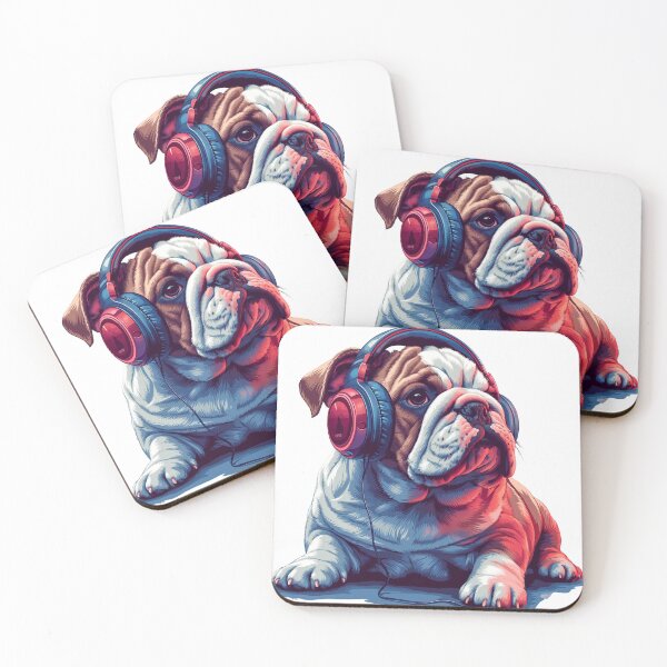 Item preview, English Bulldog Wearing Headphones designed and sold by KazzasKorner.