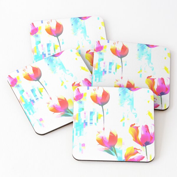 Item preview, Spring Glitch Art 07b - Neon Tulips designed and sold by JoanNinjaHen.