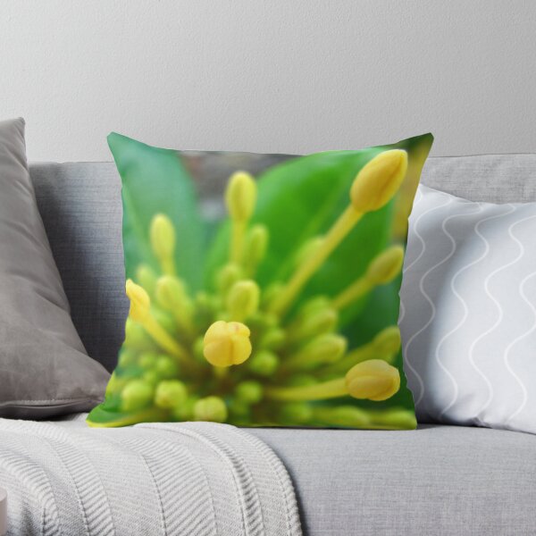 Yellow Buds Throw Pillow