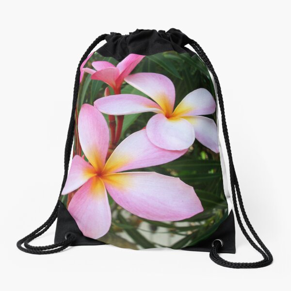 Pink Frangipani (Plumeria) II Drawstring Bag