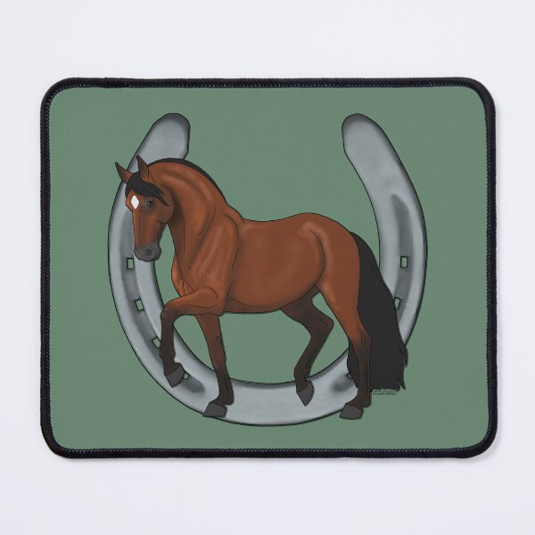 Item preview, Bay Warmblood Horse and Horseshoe designed and sold by DappledMoon.