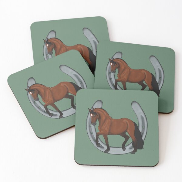 Item preview, Bay Warmblood Horse and Horseshoe designed and sold by DappledMoon.