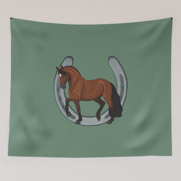Item preview, Bay Warmblood Horse and Horseshoe designed and sold by DappledMoon.
