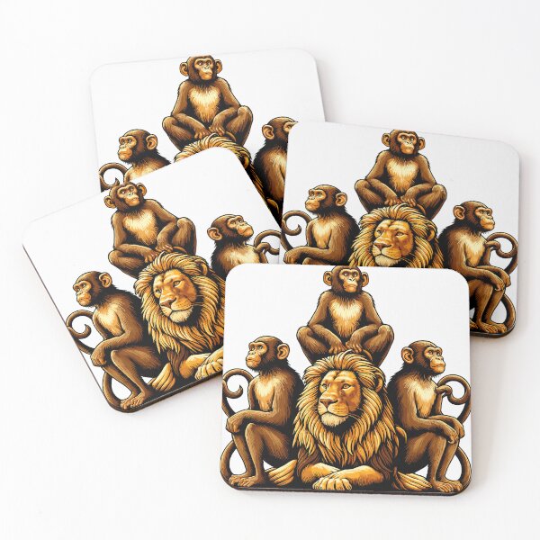 Item preview, Regal Lion with Playful Monkeys designed and sold by iwcus.