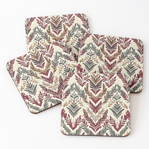 Item preview,  Herringbone Pattern - Red Green Leaf Forrest Pattern ; Pattern,  Chevron designed and sold by PatternInArt.
