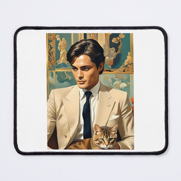 Item preview, Art Deco Handsome Man - Alain Delon With Cat designed and sold by JoyPhotoArt.