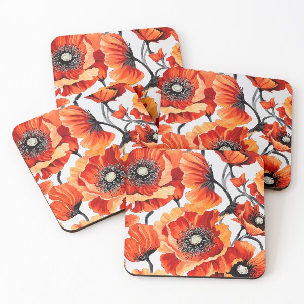 Item preview, Poppy Tile 01: Crimson Whispers in a Field of Silk, Black-Eyed Beauties in Sun-Kissed Tissue Paper. designed and sold by TheBrainArt.