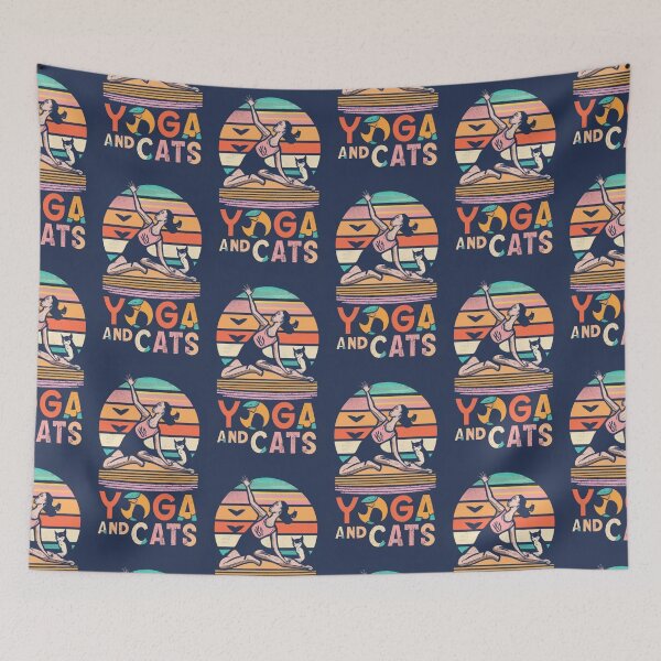 Item preview, vintage retro yoga and cats v60 designed and sold by FenwickDesign99.