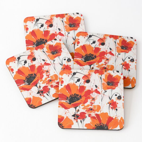 Item preview, Poppy Tile 02: Crimson Whispers in a Field of Silk, Black-Eyed Beauties in Sun-Kissed Tissue Paper. designed and sold by TheBrainArt.