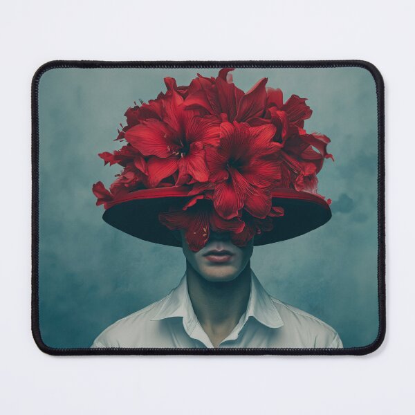 Item preview, Surreal Floral Man Portrait | Red Flower Head Art Print designed and sold by VUK VESOVIC.
