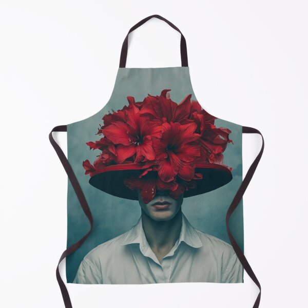 Item preview, Surreal Floral Man Portrait | Red Flower Head Art Print designed and sold by VUK VESOVIC.