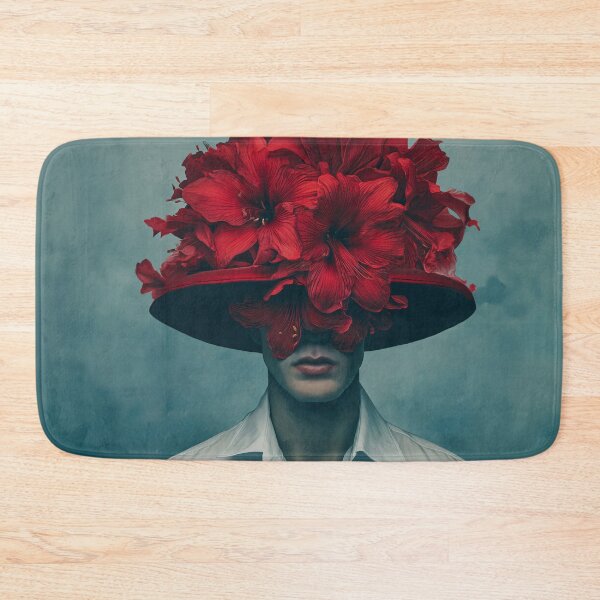 Item preview,  Surreal Floral Man Portrait | Red Flower Head Art Print designed and sold by VUK VESOVIC.