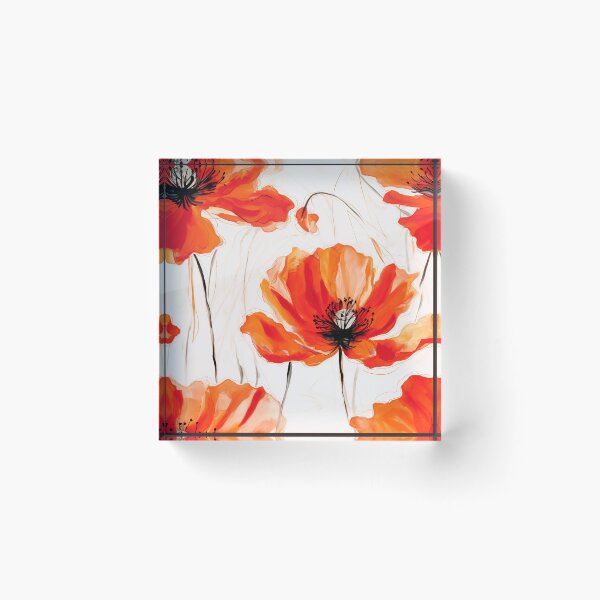 Item preview, Poppy Tile 04: Crimson Whispers in a Field of Silk, Black-Eyed Beauties in Sun-Kissed Tissue Paper. designed and sold by TheBrainArt.