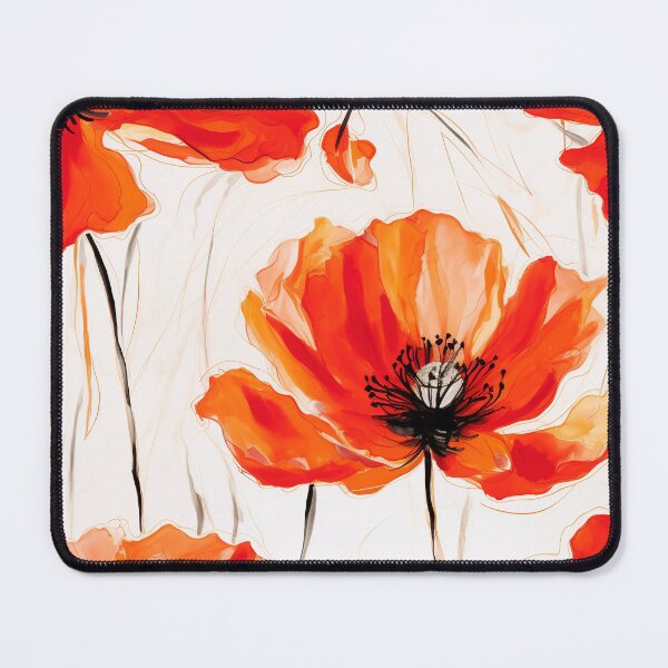 Item preview, Poppy Tile 04: Crimson Whispers in a Field of Silk, Black-Eyed Beauties in Sun-Kissed Tissue Paper. designed and sold by TheBrainArt.