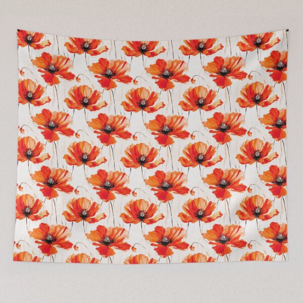Item preview, Poppy Tile 04: Crimson Whispers in a Field of Silk, Black-Eyed Beauties in Sun-Kissed Tissue Paper. designed and sold by TheBrainArt.