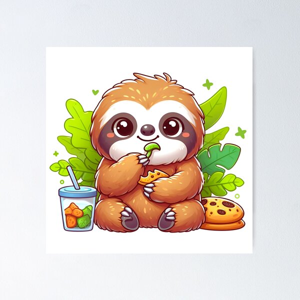 Item preview, Sweet Tooth Sloth: Cuddly Critters Indulging in Yummy Treats designed and sold by JAMESAMORN.