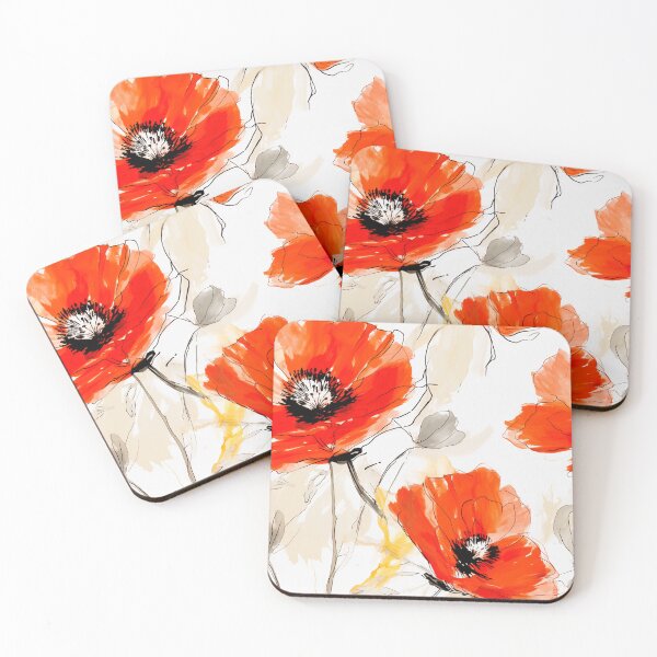 Item preview, Poppy Tile 05: Crimson Whispers in a Field of Silk, Black-Eyed Beauties in Sun-Kissed Tissue Paper. designed and sold by TheBrainArt.