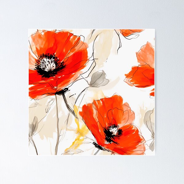 Item preview, Poppy Tile 05: Crimson Whispers in a Field of Silk, Black-Eyed Beauties in Sun-Kissed Tissue Paper. designed and sold by TheBrainArt.