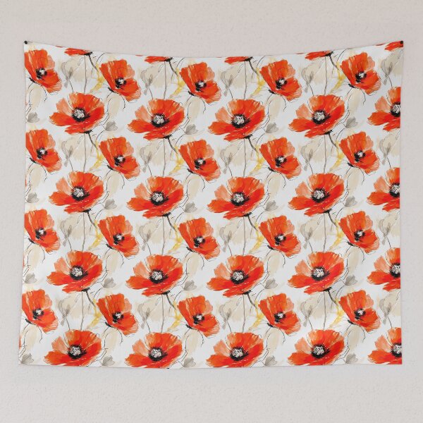 Item preview, Poppy Tile 05: Crimson Whispers in a Field of Silk, Black-Eyed Beauties in Sun-Kissed Tissue Paper. designed and sold by TheBrainArt.
