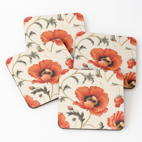 Item preview, Poppy Tile 06: Crimson Whispers in a Field of Silk, Black-Eyed Beauties in Sun-Kissed Tissue Paper. designed and sold by TheBrainArt.