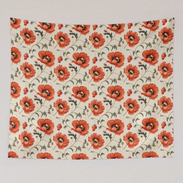 Item preview, Poppy Tile 06: Crimson Whispers in a Field of Silk, Black-Eyed Beauties in Sun-Kissed Tissue Paper. designed and sold by TheBrainArt.