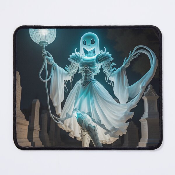 Item preview, a ghost robot walking among the graves designed and sold by MidknightBpaw.