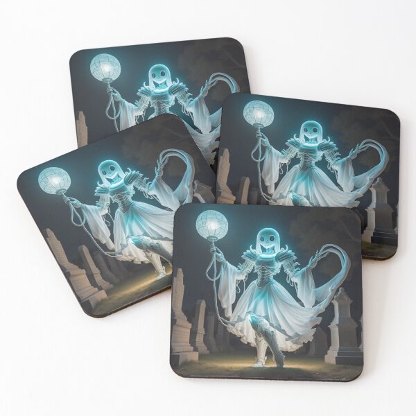 Item preview, a ghost robot walking among the graves designed and sold by MidknightBpaw.