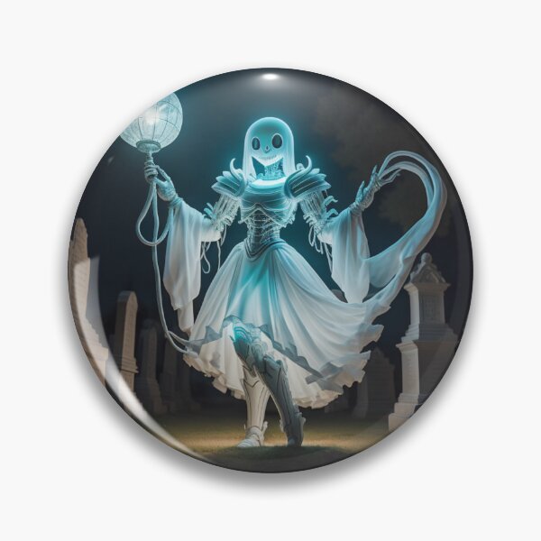 Item preview, a ghost robot walking among the graves designed and sold by MidknightBpaw.