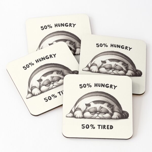 Item preview, 50% Hungry 50% Tired Grumpy Cat Illustration designed and sold by RuyaFab.