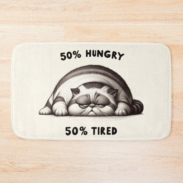 Item preview, 50% Hungry 50% Tired Grumpy Cat Illustration designed and sold by RuyaFab.
