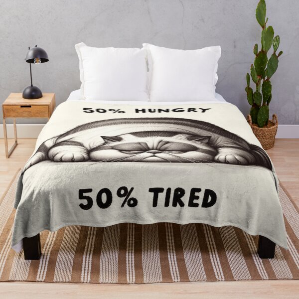 Item preview, 50% Hungry 50% Tired Grumpy Cat Illustration designed and sold by RuyaFab.