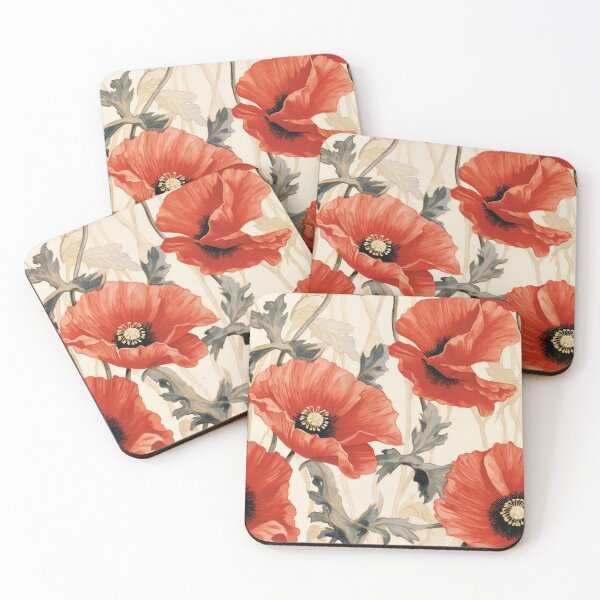 Item preview, Poppy Tile 09: Crimson Whispers in a Field of Silk, Black-Eyed Beauties in Sun-Kissed Tissue Paper. designed and sold by TheBrainArt.