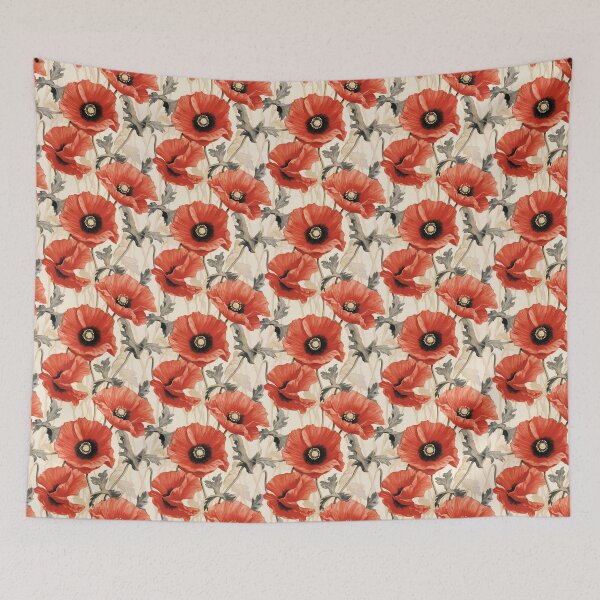 Item preview, Poppy Tile 09: Crimson Whispers in a Field of Silk, Black-Eyed Beauties in Sun-Kissed Tissue Paper. designed and sold by TheBrainArt.