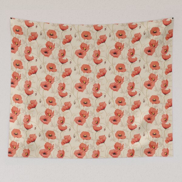 Item preview, Poppy Tile 10: Crimson Whispers in a Field of Silk, Black-Eyed Beauties in Sun-Kissed Tissue Paper. designed and sold by TheBrainArt.